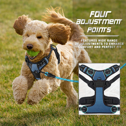 Dog Harness No Pull for Large Dogs Front Back Clips,Dog Vest | Soft Padded No Choke With Handle,Easy On&Off,Adjustable Reflective For Walking Training Running(Black,L)