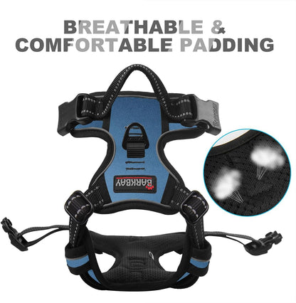Dog Harness No Pull for Large Dogs Front Back Clips,Dog Vest | Soft Padded No Choke With Handle,Easy On&Off,Adjustable Reflective For Walking Training Running(Black,L)