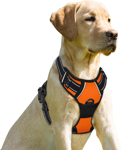Dog Harness No Pull for Large Dogs Front Back Clips,Dog Vest | Soft Padded No Choke With Handle,Easy On&Off,Adjustable Reflective For Walking Training Running(Black,L)