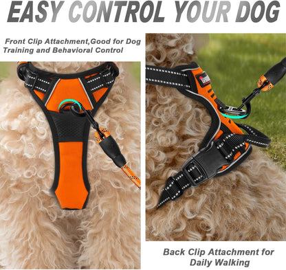 Dog Harness No Pull for Large Dogs Front Back Clips,Dog Vest | Soft Padded No Choke With Handle,Easy On&Off,Adjustable Reflective For Walking Training Running(Black,L)
