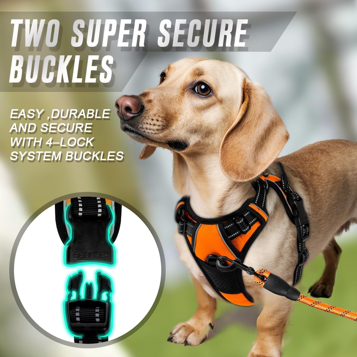 Dog Harness No Pull for Large Dogs Front Back Clips,Dog Vest | Soft Padded No Choke With Handle,Easy On&Off,Adjustable Reflective For Walking Training Running(Black,L)