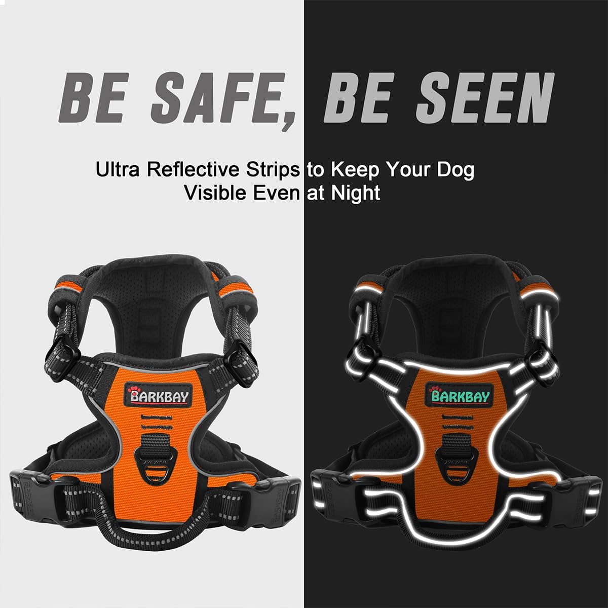 Dog Harness No Pull for Large Dogs Front Back Clips,Dog Vest | Soft Padded No Choke With Handle,Easy On&Off,Adjustable Reflective For Walking Training Running(Black,L)