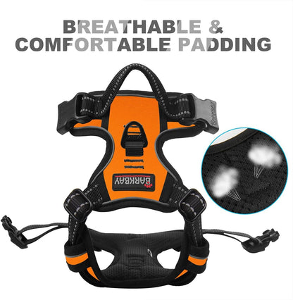 Dog Harness No Pull for Large Dogs Front Back Clips,Dog Vest | Soft Padded No Choke With Handle,Easy On&Off,Adjustable Reflective For Walking Training Running(Black,L)