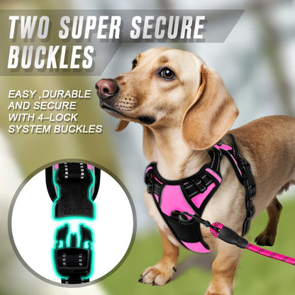 Dog Harness No Pull for Large Dogs Front Back Clips,Dog Vest | Soft Padded No Choke With Handle,Easy On&Off,Adjustable Reflective For Walking Training Running(Black,L)