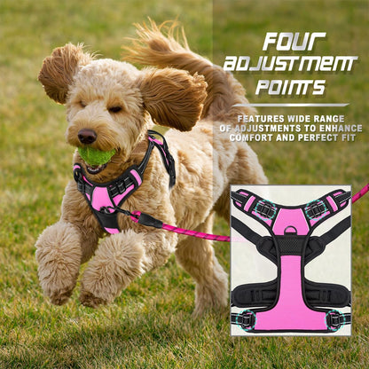 Dog Harness No Pull for Large Dogs Front Back Clips,Dog Vest | Soft Padded No Choke With Handle,Easy On&Off,Adjustable Reflective For Walking Training Running(Black,L)