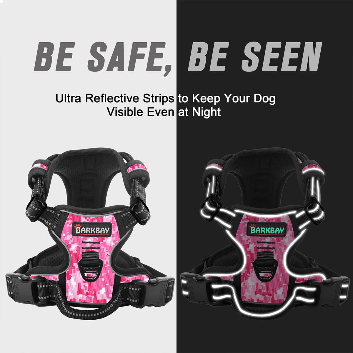 Dog Harness No Pull for Large Dogs Front Back Clips,Dog Vest | Soft Padded No Choke With Handle,Easy On&Off,Adjustable Reflective For Walking Training Running(Black,L)
