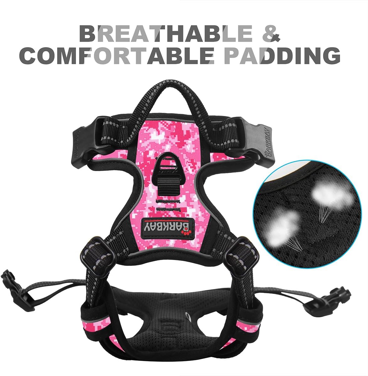 Dog Harness No Pull for Large Dogs Front Back Clips,Dog Vest | Soft Padded No Choke With Handle,Easy On&Off,Adjustable Reflective For Walking Training Running(Black,L)