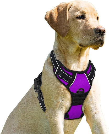 Dog Harness No Pull for Large Dogs Front Back Clips,Dog Vest | Soft Padded No Choke With Handle,Easy On&Off,Adjustable Reflective For Walking Training Running(Black,L)