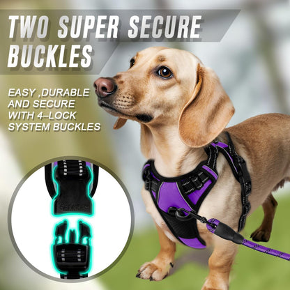 Dog Harness No Pull for Large Dogs Front Back Clips,Dog Vest | Soft Padded No Choke With Handle,Easy On&Off,Adjustable Reflective For Walking Training Running(Black,L)
