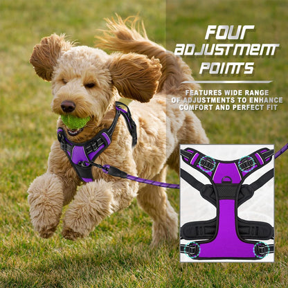 Dog Harness No Pull for Large Dogs Front Back Clips,Dog Vest | Soft Padded No Choke With Handle,Easy On&Off,Adjustable Reflective For Walking Training Running(Black,L)