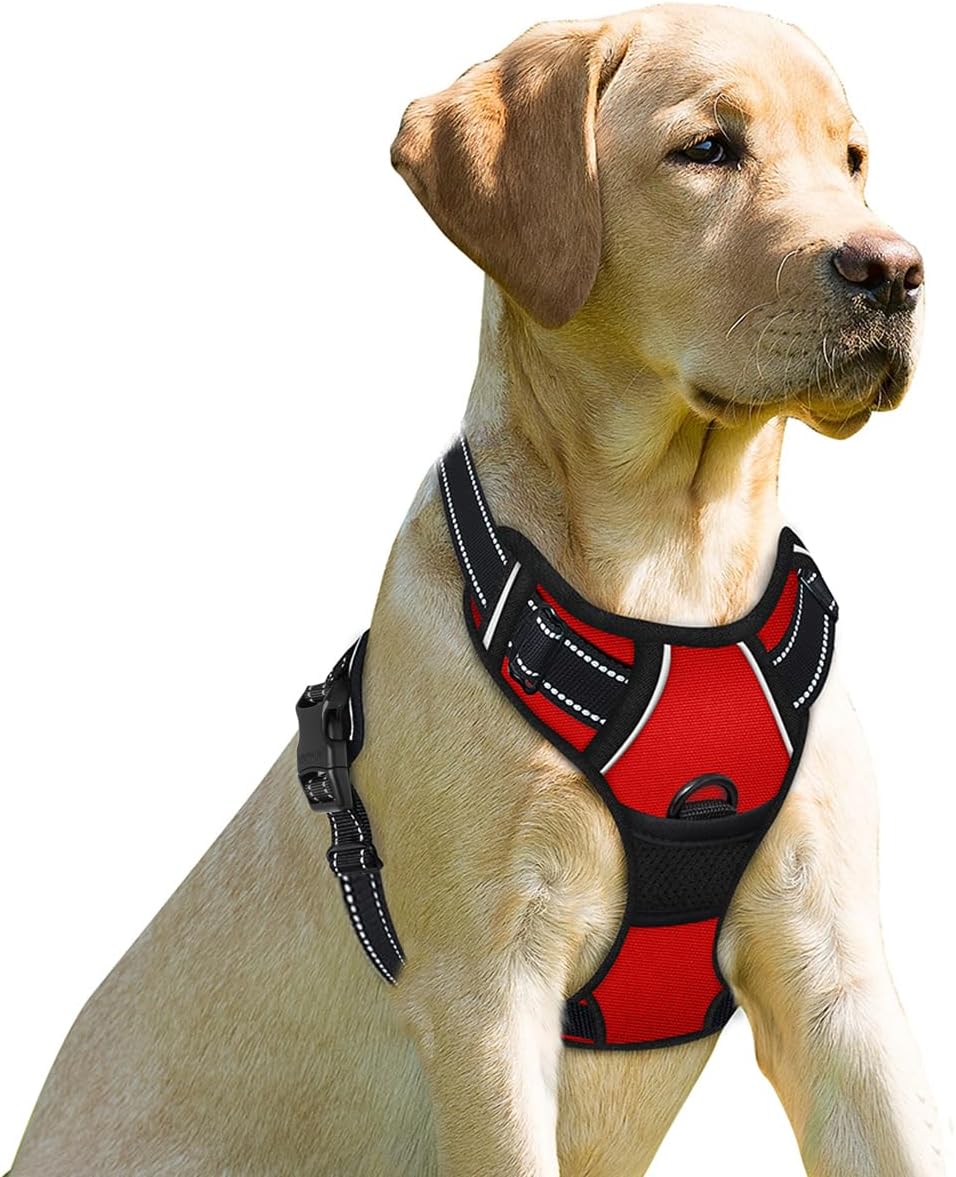 Dog Harness No Pull for Large Dogs Front Back Clips,Dog Vest | Soft Padded No Choke With Handle,Easy On&Off,Adjustable Reflective For Walking Training Running(Black,L)