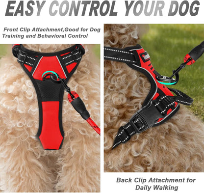 Dog Harness No Pull for Large Dogs Front Back Clips,Dog Vest | Soft Padded No Choke With Handle,Easy On&Off,Adjustable Reflective For Walking Training Running(Black,L)