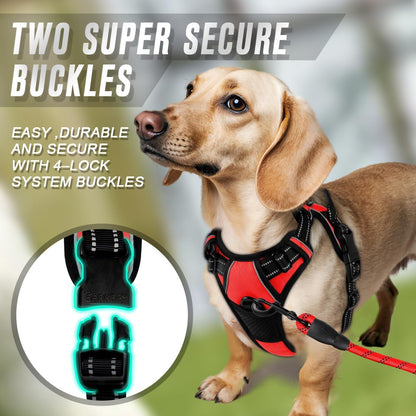 Dog Harness No Pull for Large Dogs Front Back Clips,Dog Vest | Soft Padded No Choke With Handle,Easy On&Off,Adjustable Reflective For Walking Training Running(Black,L)