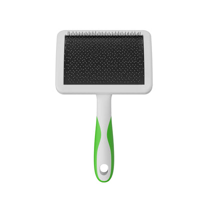 68540 Self-Cleaning Slicker Brush, Large, Green | Curved stainless-steel bristles reduce shedding up to 90%, pet grooming brush for all breeds