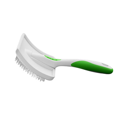 68540 Self-Cleaning Slicker Brush, Large, Green | Curved stainless-steel bristles reduce shedding up to 90%, pet grooming brush for all breeds