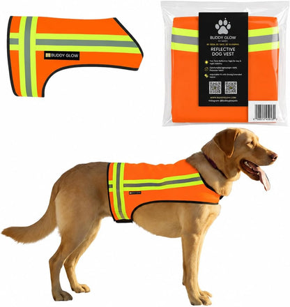 Reflective Dog Vest – Hi-Vis Blaze Orange Safety Vest for Hunting, Walks, Hikes & Everyday Outdoor Visibility – 360° Reflective Tape, Adjustable Fit (Medium)