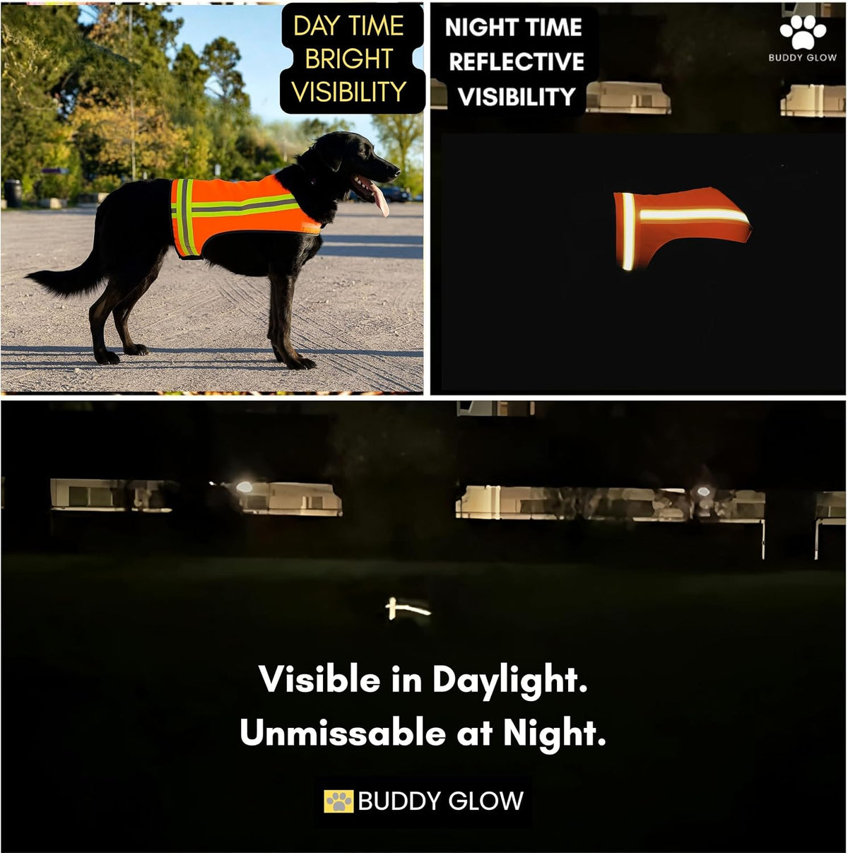 Reflective Dog Vest – Hi-Vis Blaze Orange Safety Vest for Hunting, Walks, Hikes & Everyday Outdoor Visibility – 360° Reflective Tape, Adjustable Fit (Medium)
