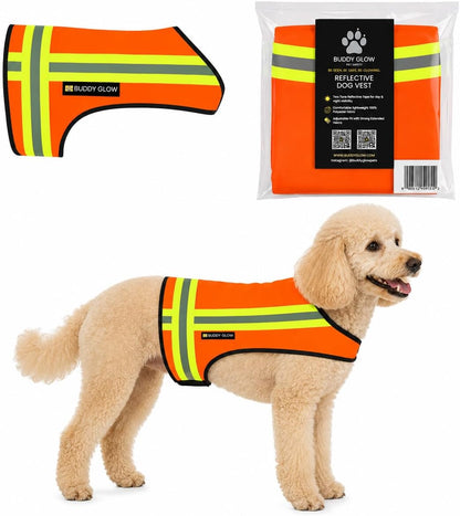 Reflective Dog Vest – Hi-Vis Blaze Orange Safety Vest for Hunting, Walks, Hikes & Everyday Outdoor Visibility – 360° Reflective Tape, Adjustable Fit (Medium)