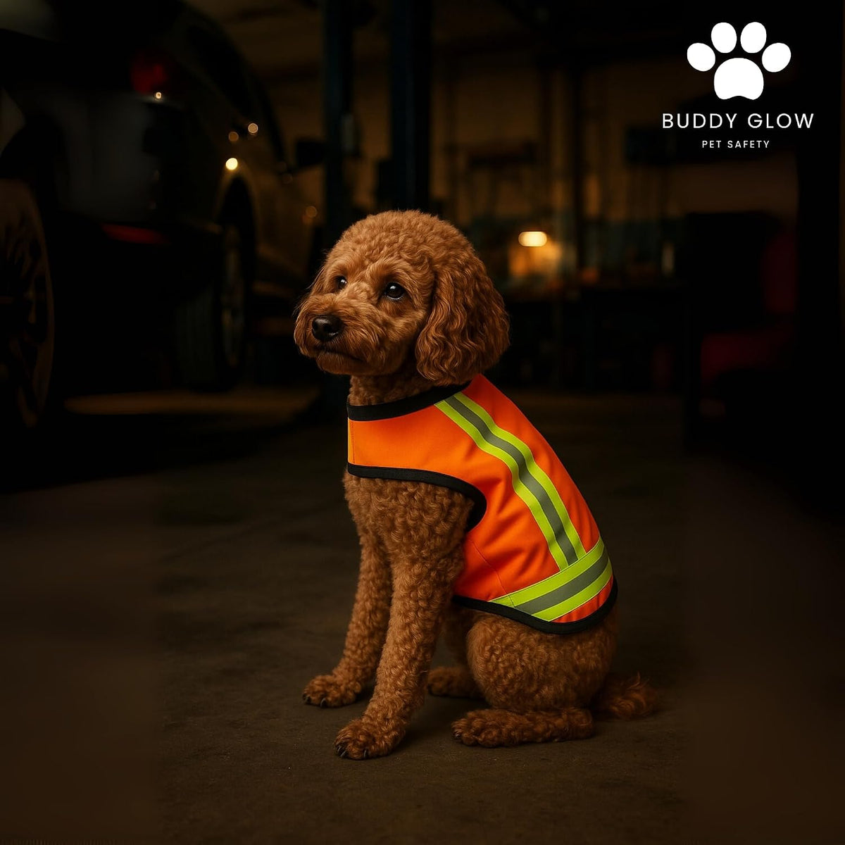 Reflective Dog Vest – Hi-Vis Blaze Orange Safety Vest for Hunting, Walks, Hikes & Everyday Outdoor Visibility – 360° Reflective Tape, Adjustable Fit (Medium)