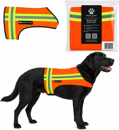 Reflective Dog Vest – Hi-Vis Blaze Orange Safety Vest for Hunting, Walks, Hikes & Everyday Outdoor Visibility – 360° Reflective Tape, Adjustable Fit (Medium)