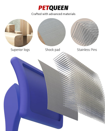 Dog Slicker Brush for Large Dogs, Professional Doodles Brush for Poodles, Goldendoodles and Labradoodles - Easy to Remove Tangles, Mats and Fluff - 3.8"x3.2" Head, 8" Wood Body