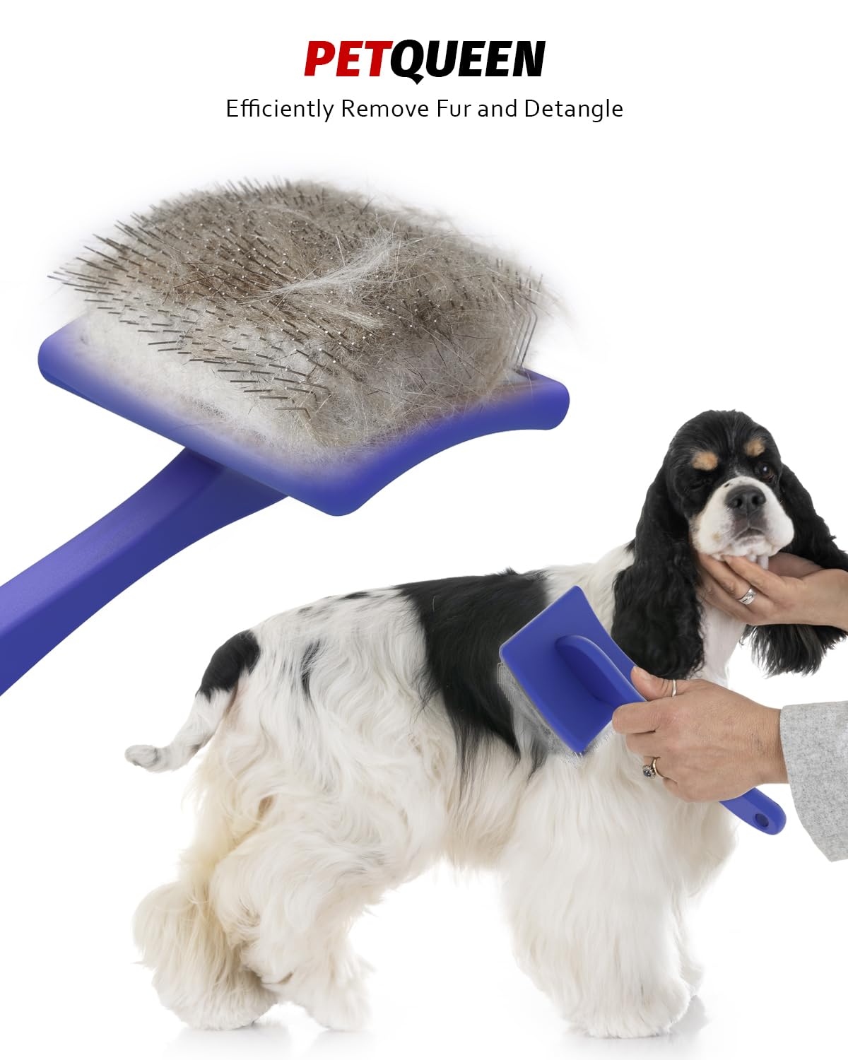 Dog Slicker Brush for Large Dogs, Professional Doodles Brush for Poodles, Goldendoodles and Labradoodles - Easy to Remove Tangles, Mats and Fluff - 3.8"x3.2" Head, 8" Wood Body