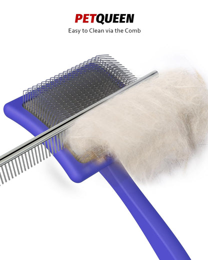 Dog Slicker Brush for Large Dogs, Professional Doodles Brush for Poodles, Goldendoodles and Labradoodles - Easy to Remove Tangles, Mats and Fluff - 3.8"x3.2" Head, 8" Wood Body
