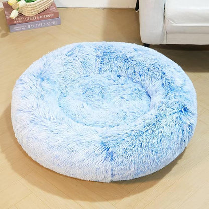 Fluffy Calming Cat Beds for Indoor Cats - Washable Round Dog Beds for Small Medium Dogs, Anti Anxiety Plush Faux Fur Pet Bed