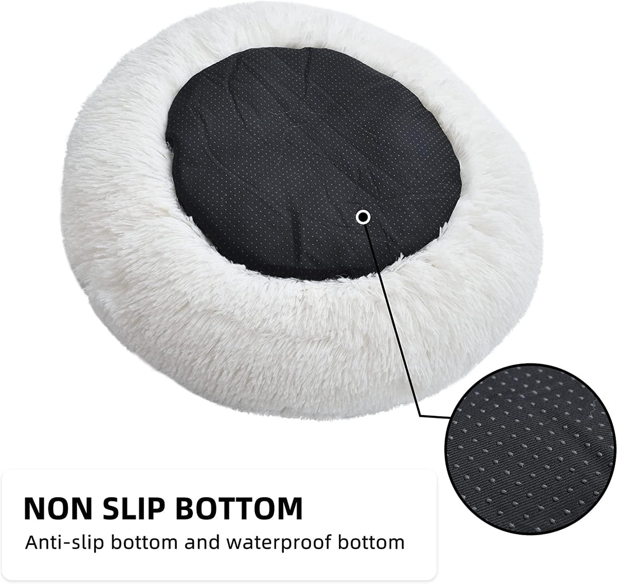 Fluffy Calming Cat Beds for Indoor Cats - Washable Round Dog Beds for Small Medium Dogs, Anti Anxiety Plush Faux Fur Pet Bed
