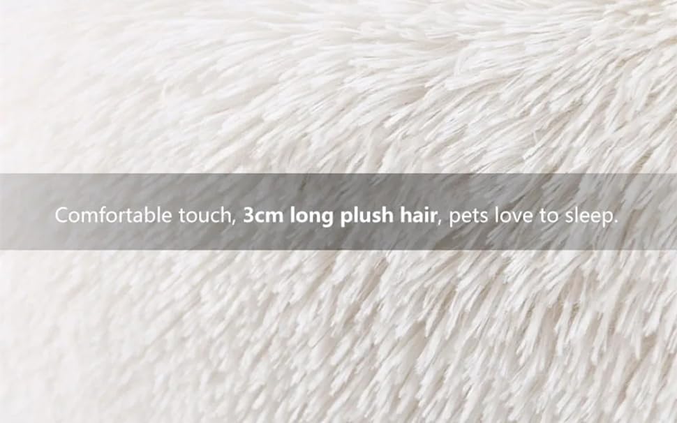 Fluffy Calming Cat Beds for Indoor Cats - Washable Round Dog Beds for Small Medium Dogs, Anti Anxiety Plush Faux Fur Pet Bed