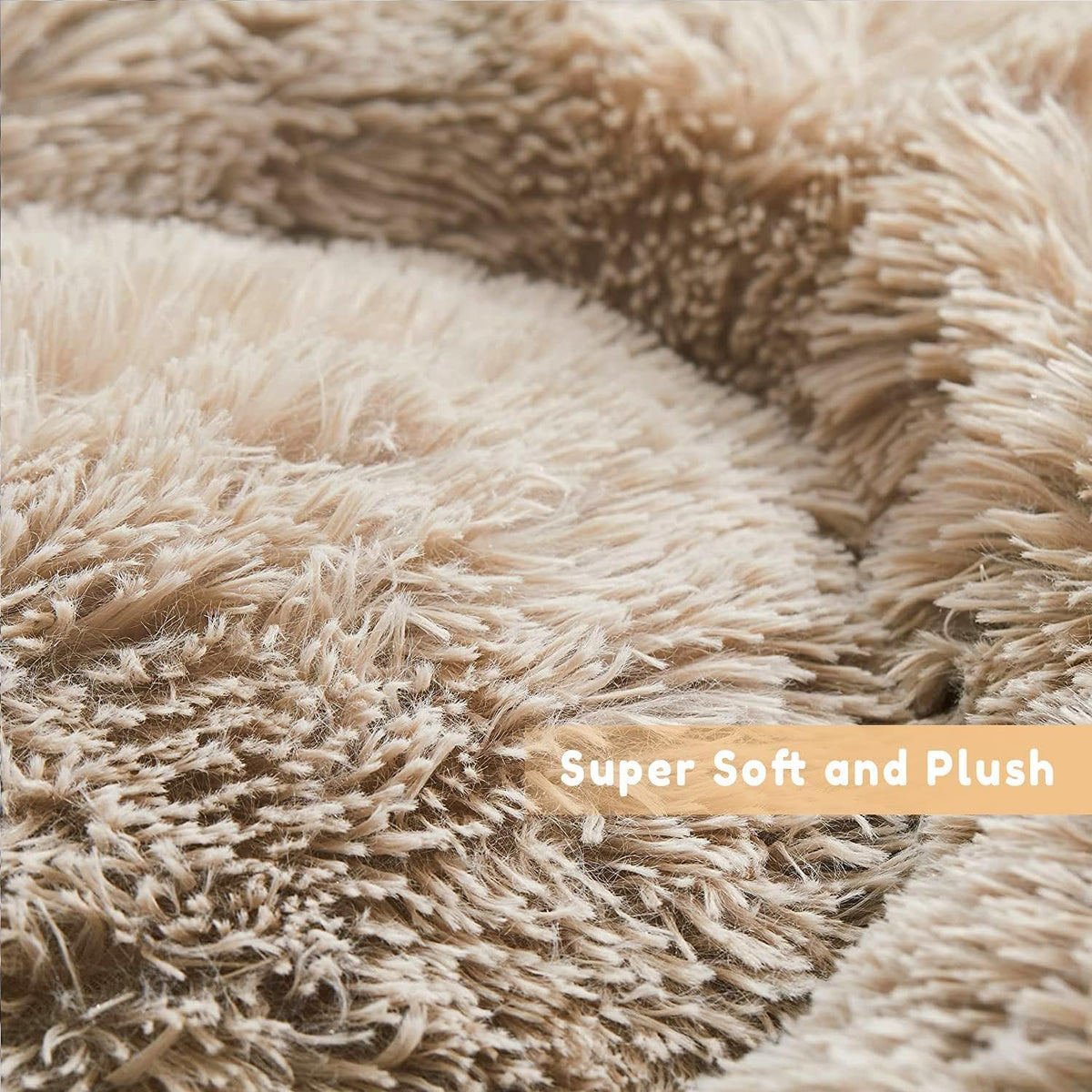 Fluffy Calming Cat Beds for Indoor Cats - Washable Round Dog Beds for Small Medium Dogs, Anti Anxiety Plush Faux Fur Pet Bed