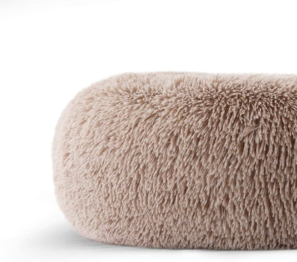Fluffy Calming Cat Beds for Indoor Cats - Washable Round Dog Beds for Small Medium Dogs, Anti Anxiety Plush Faux Fur Pet Bed