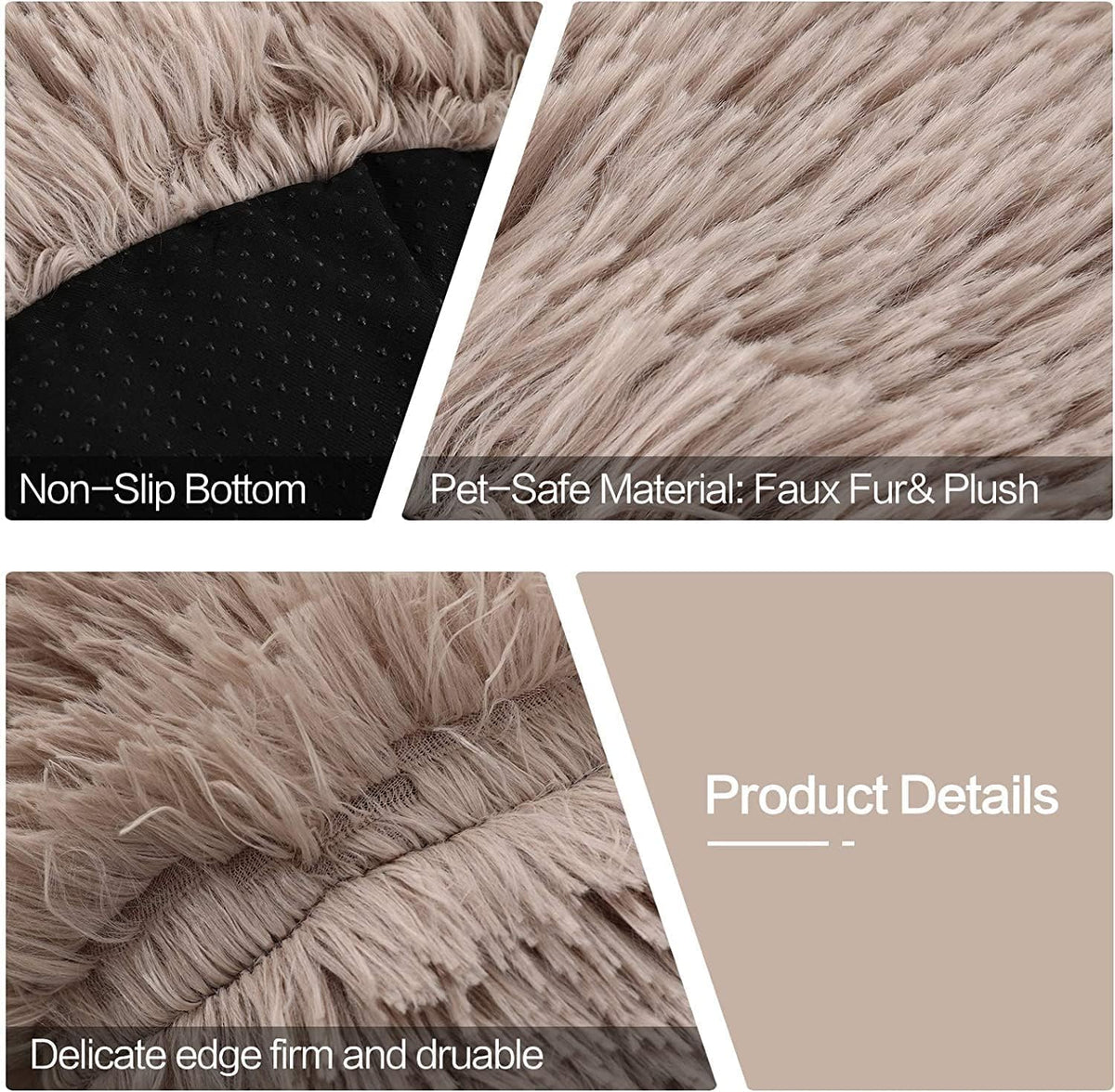 Fluffy Calming Cat Beds for Indoor Cats - Washable Round Dog Beds for Small Medium Dogs, Anti Anxiety Plush Faux Fur Pet Bed