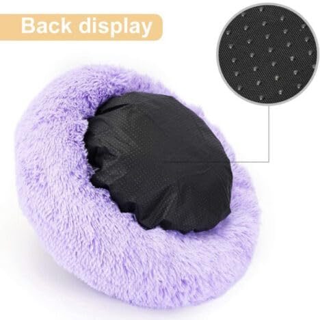 Fluffy Calming Cat Beds for Indoor Cats - Washable Round Dog Beds for Small Medium Dogs, Anti Anxiety Plush Faux Fur Pet Bed