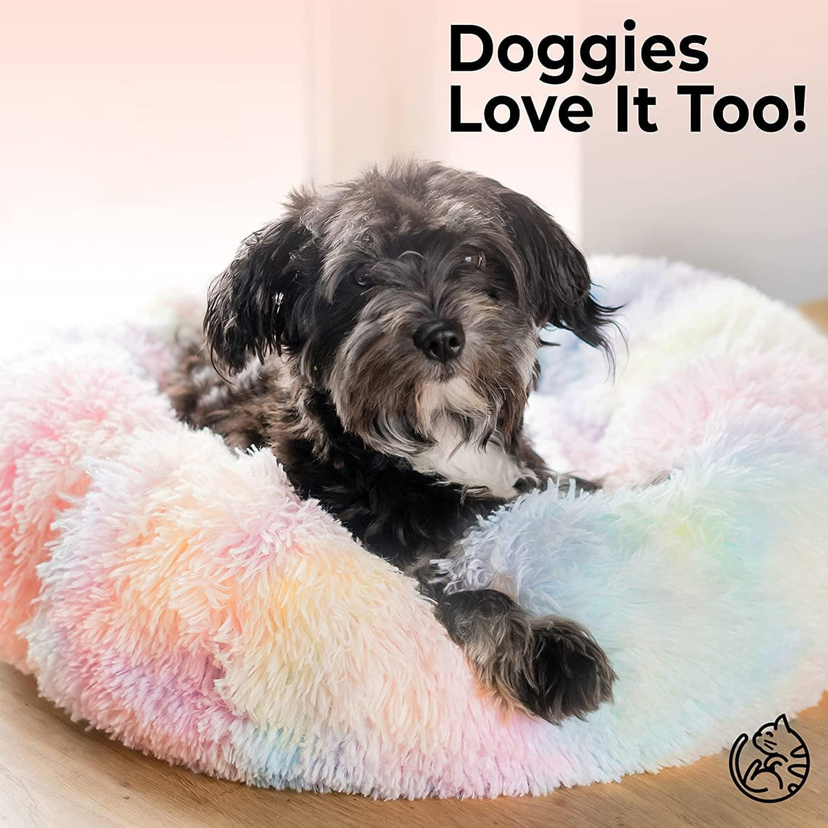 Fluffy Calming Cat Beds for Indoor Cats - Washable Round Dog Beds for Small Medium Dogs, Anti Anxiety Plush Faux Fur Pet Bed