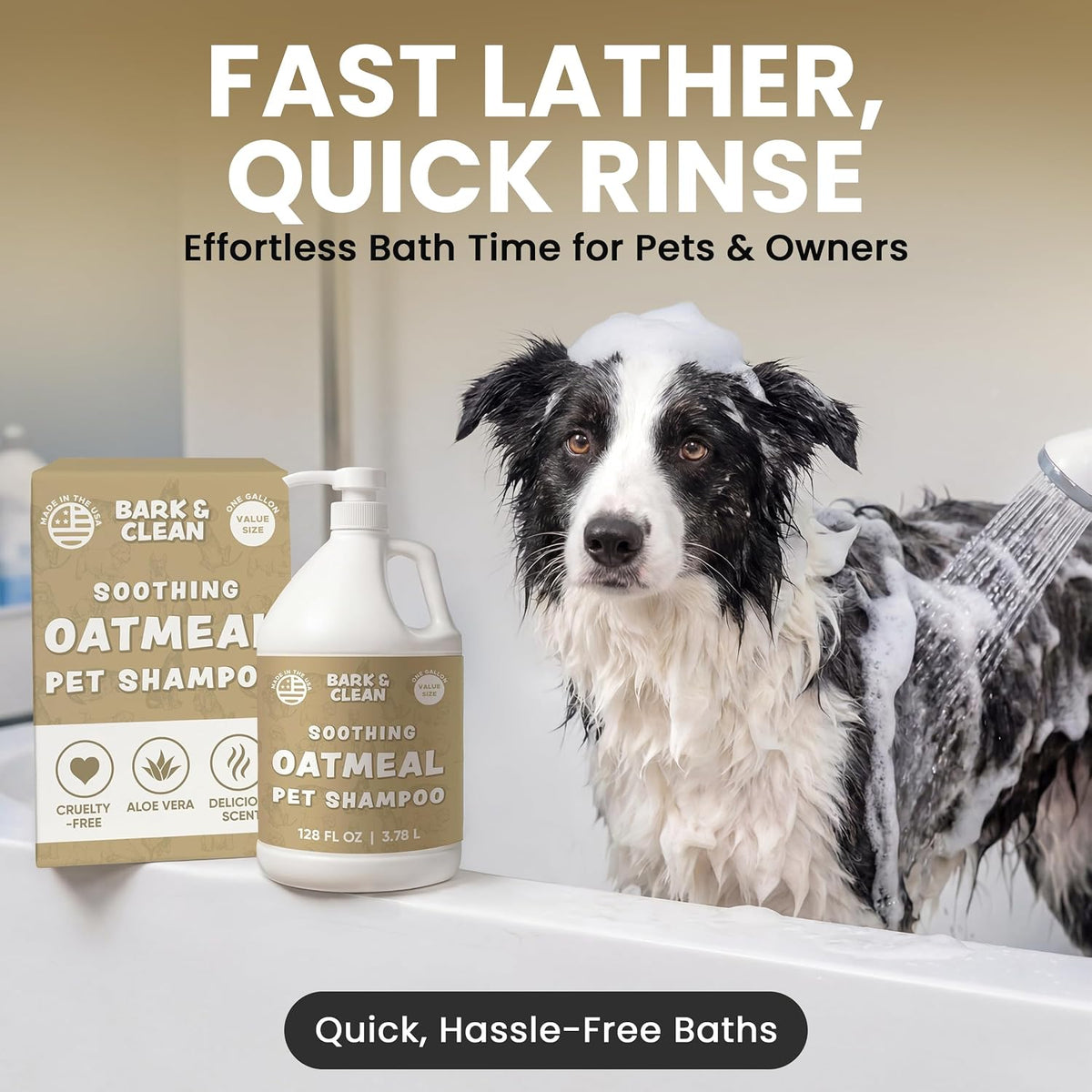 Oatmeal Dog Shampoo for Itchy Dry Skin, 1 Gallon with Pump - Hypoallergenic Anti-Itch Allergy & Sensitive Relief, Smelly Dogs, Aloe Vera Coconut Oil, Sulfate and Paraben Free, Made in USA
