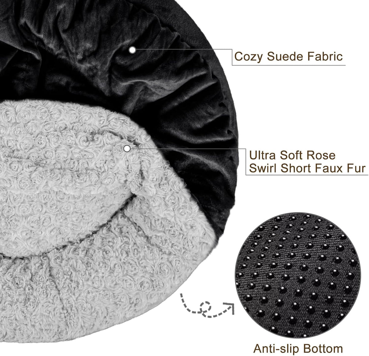 Small Dog Bed Cat Bed with Hooded Blanket, Cozy Cuddler Luxury Puppy Pet Bed, Donut Round Calming Anti-Anxiety Dog Burrow Cave Bed - Anti-Slip Bottom and Machine Washable 23 inch