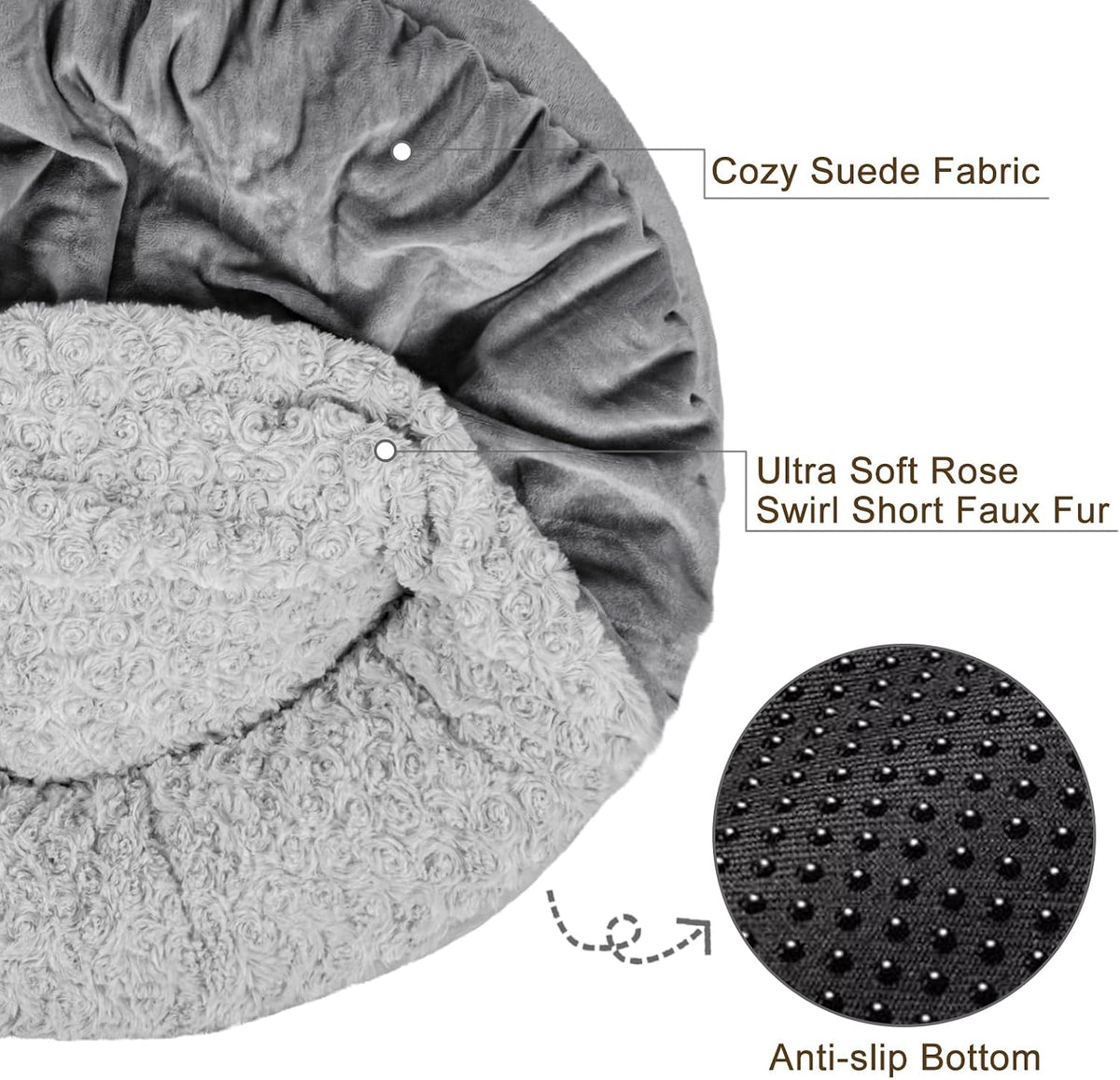 Small Dog Bed Cat Bed with Hooded Blanket, Cozy Cuddler Luxury Puppy Pet Bed, Donut Round Calming Anti-Anxiety Dog Burrow Cave Bed - Anti-Slip Bottom and Machine Washable 23 inch