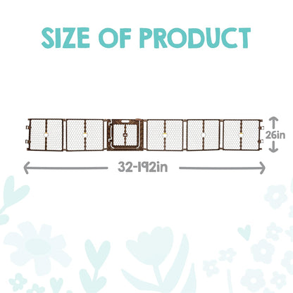 Safety 192" Plastic Super Wide Baby Gate & Play Yard with Door | Adjustable Playpen, For Doorways & Open Spaces, For Babies, Toddlers & Pets, Brown, Tested & Trusted for 30 Years