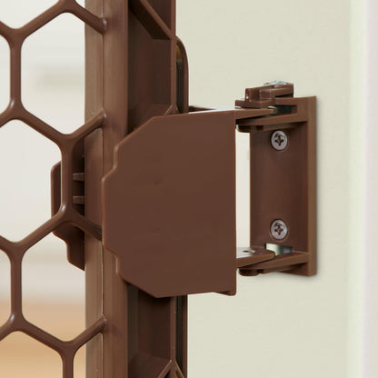 Safety 192" Plastic Super Wide Baby Gate & Play Yard with Door | Adjustable Playpen, For Doorways & Open Spaces, For Babies, Toddlers & Pets, Brown, Tested & Trusted for 30 Years