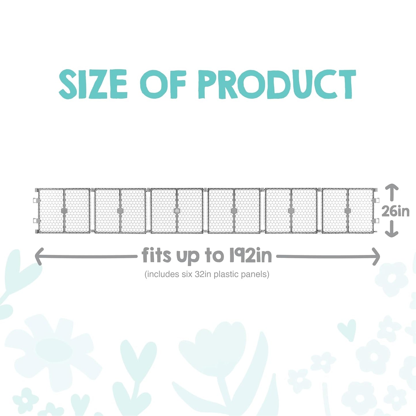 Safety 192" Plastic Super Wide Baby Gate & Play Yard with Door | Adjustable Playpen, For Doorways & Open Spaces, For Babies, Toddlers & Pets, Brown, Tested & Trusted for 30 Years