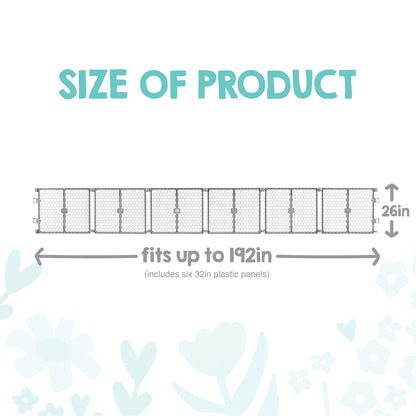 Safety 192" Plastic Super Wide Baby Gate & Play Yard with Door | Adjustable Playpen, For Doorways & Open Spaces, For Babies, Toddlers & Pets, Brown, Tested & Trusted for 30 Years