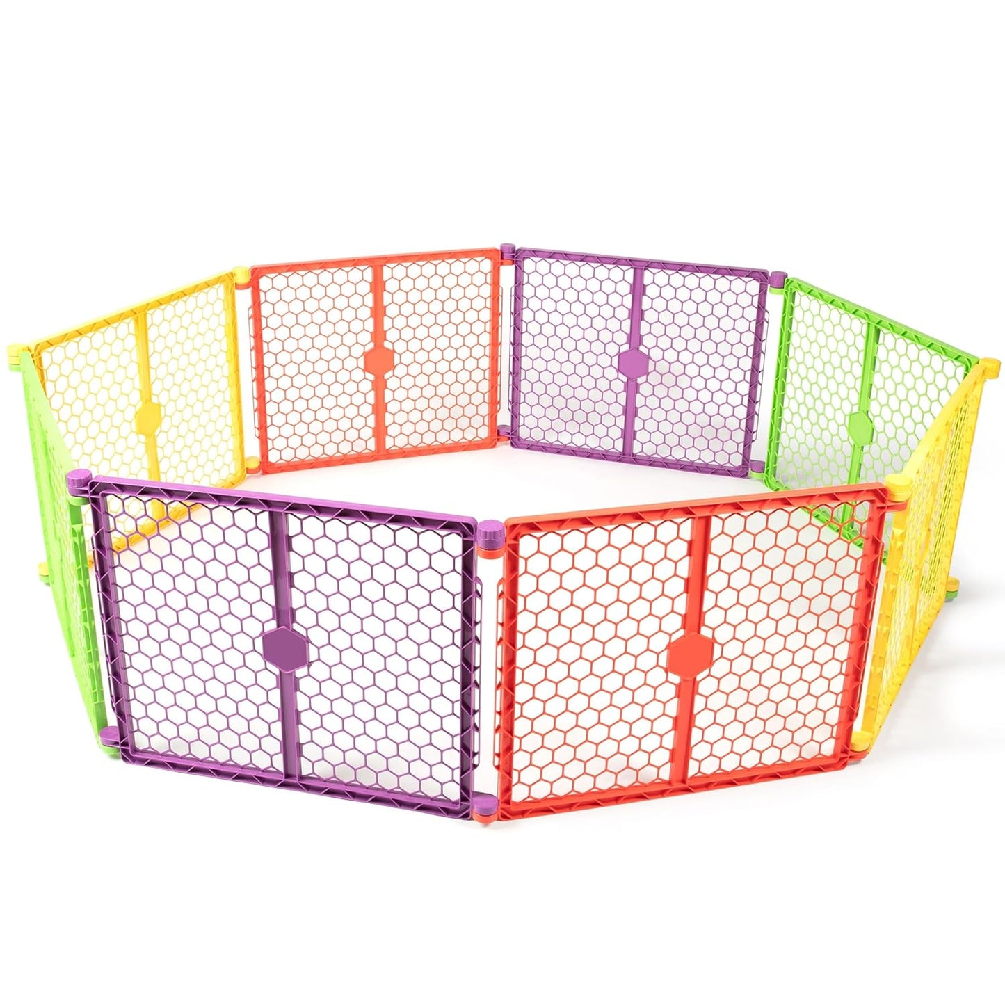 Safety 192" Plastic Super Wide Baby Gate & Play Yard with Door | Adjustable Playpen, For Doorways & Open Spaces, For Babies, Toddlers & Pets, Brown, Tested & Trusted for 30 Years