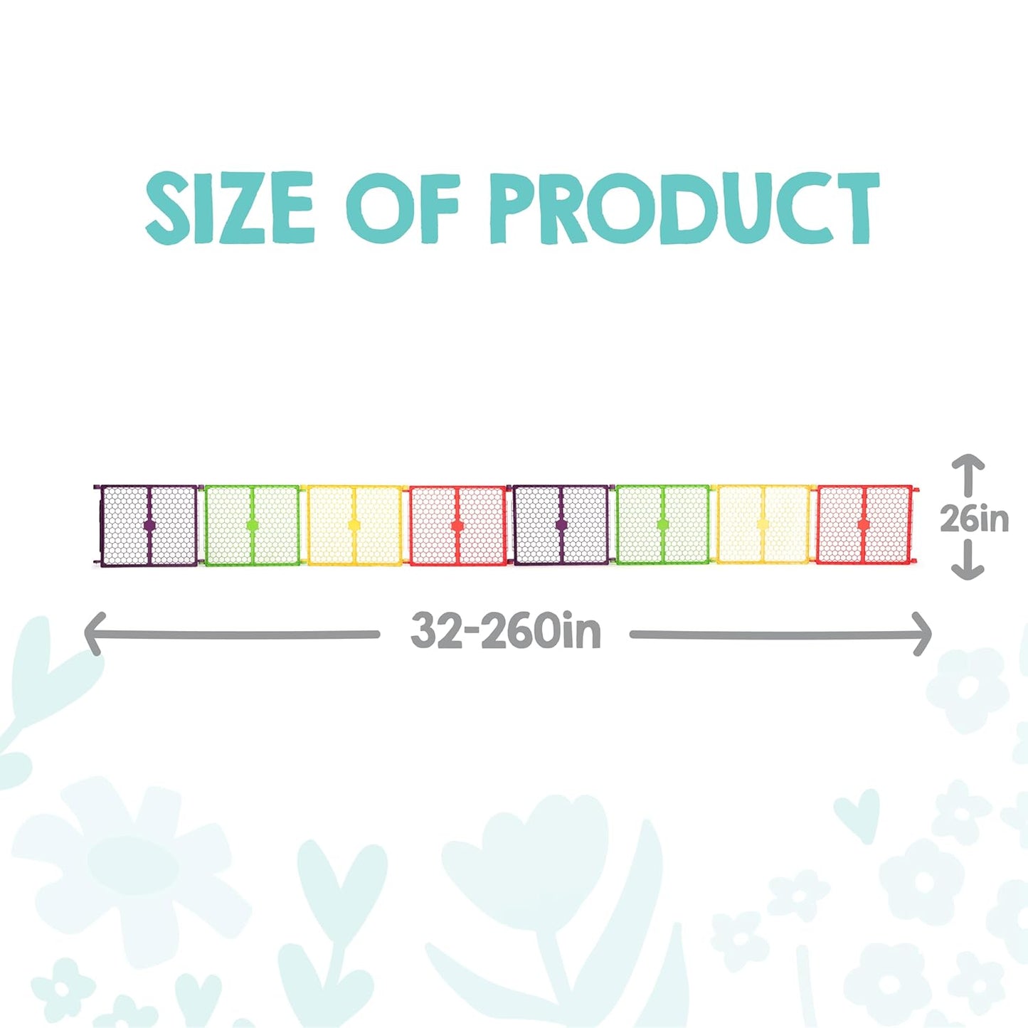 Safety 192" Plastic Super Wide Baby Gate & Play Yard with Door | Adjustable Playpen, For Doorways & Open Spaces, For Babies, Toddlers & Pets, Brown, Tested & Trusted for 30 Years