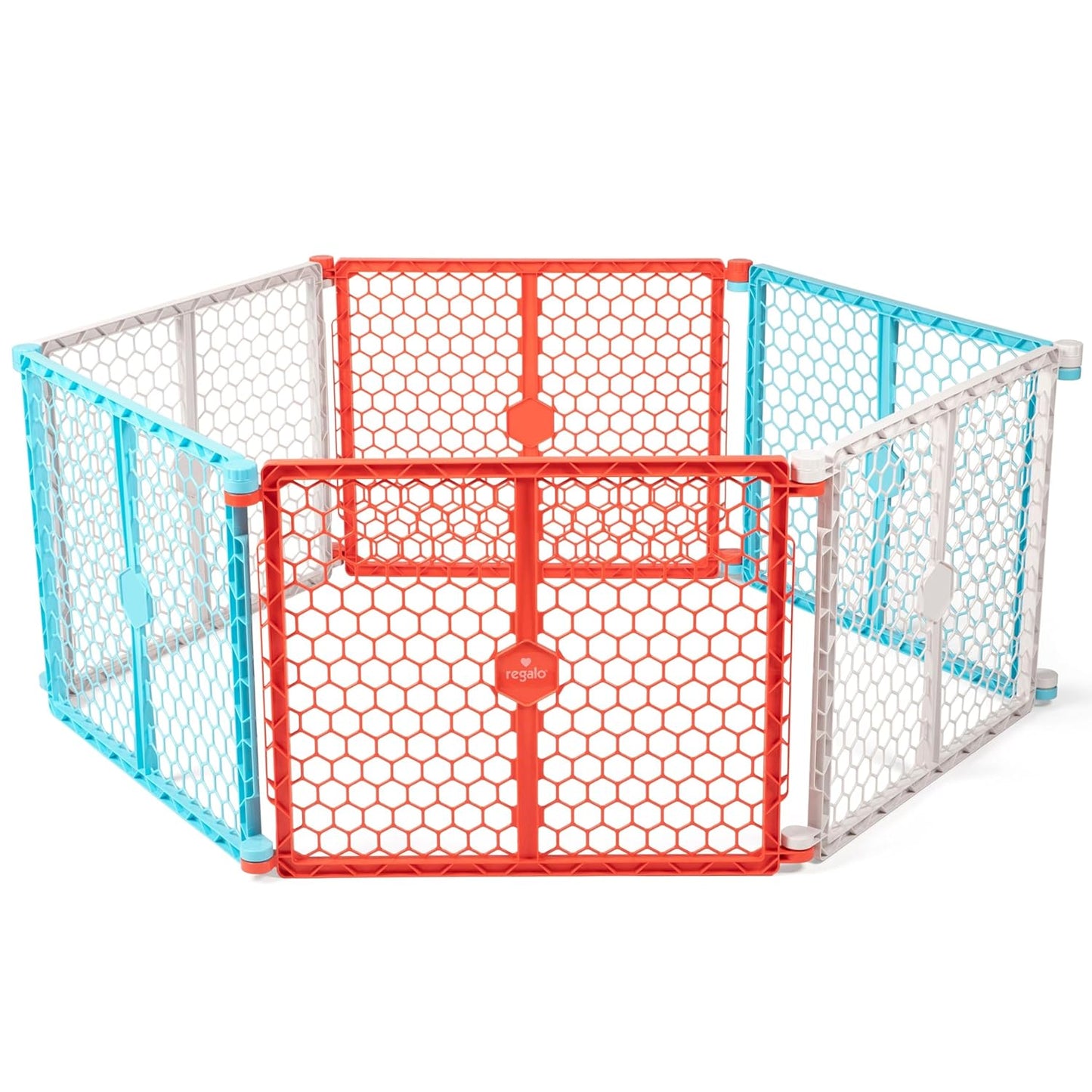 Safety 192" Plastic Super Wide Baby Gate & Play Yard with Door | Adjustable Playpen, For Doorways & Open Spaces, For Babies, Toddlers & Pets, Brown, Tested & Trusted for 30 Years