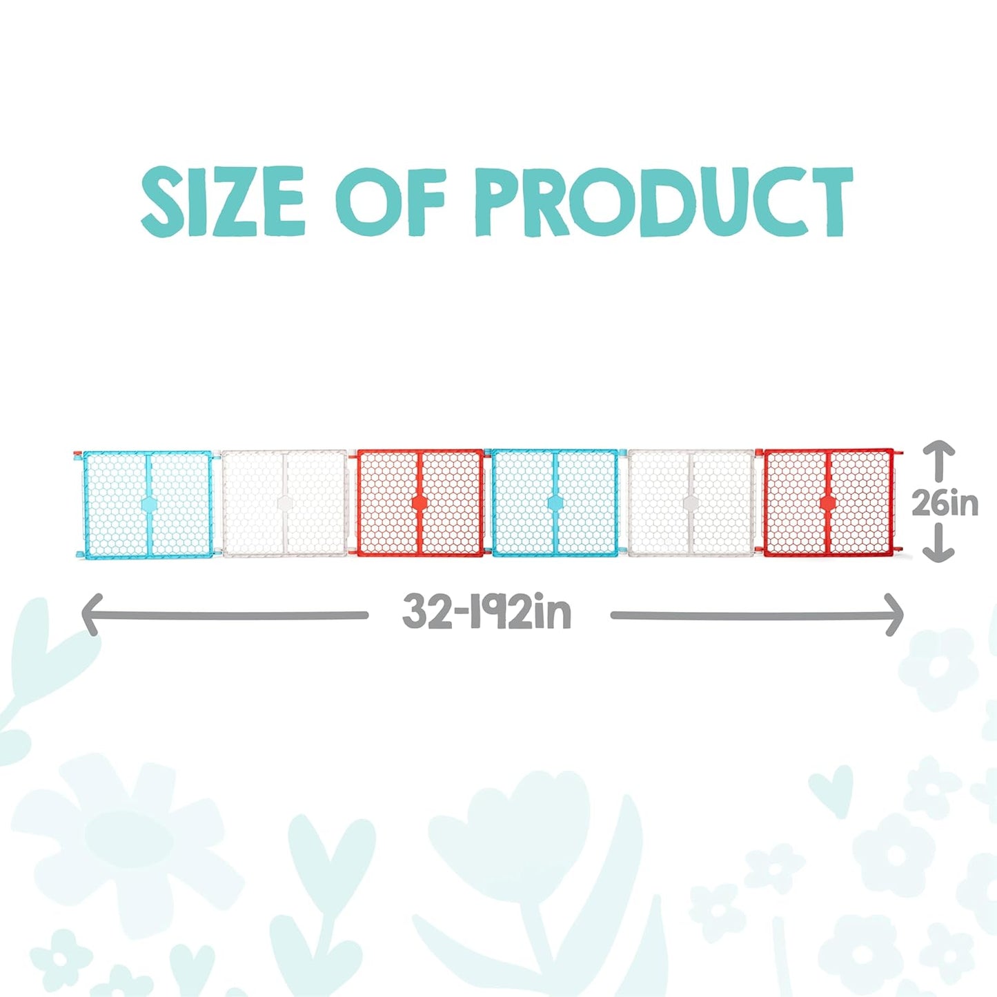 Safety 192" Plastic Super Wide Baby Gate & Play Yard with Door | Adjustable Playpen, For Doorways & Open Spaces, For Babies, Toddlers & Pets, Brown, Tested & Trusted for 30 Years