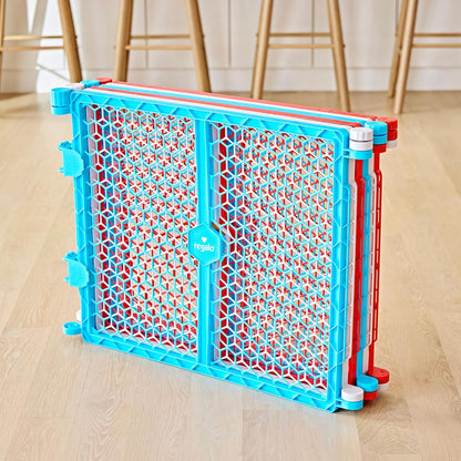 Safety 192" Plastic Super Wide Baby Gate & Play Yard with Door | Adjustable Playpen, For Doorways & Open Spaces, For Babies, Toddlers & Pets, Brown, Tested & Trusted for 30 Years