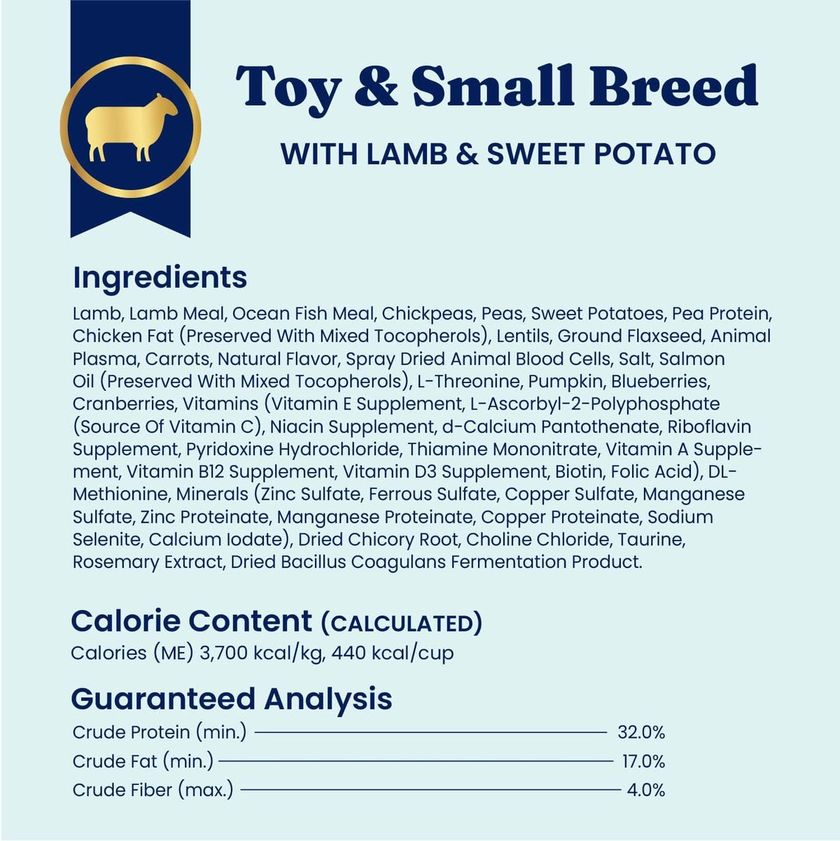 Solid Gold Small Breed Lamb Dry Dog Food, Grain Free, Small Bites, 3.75LB