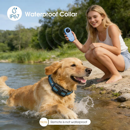 Humane Dog Training Collar with Remote – No Shock Beep & Vibration Collar for Dogs 5-100lbs, Night Walking Dog Trainer with Flashlight, 1300FT Range, IP67 Waterproof