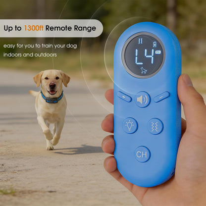 Humane Dog Training Collar with Remote – No Shock Beep & Vibration Collar for Dogs 5-100lbs, Night Walking Dog Trainer with Flashlight, 1300FT Range, IP67 Waterproof
